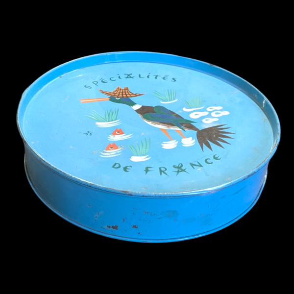 Blue Hand Decorated Large Cake Tin - Image 2