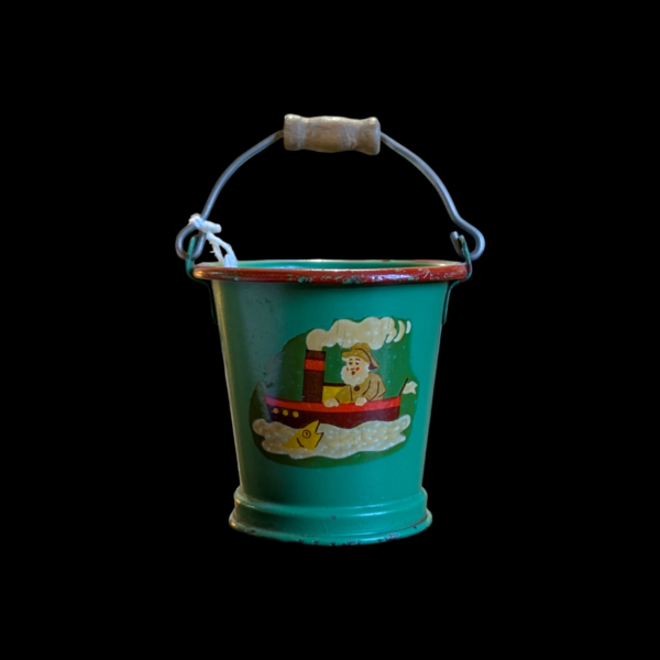 1950's Green Miniature Hand Decorated Bucket