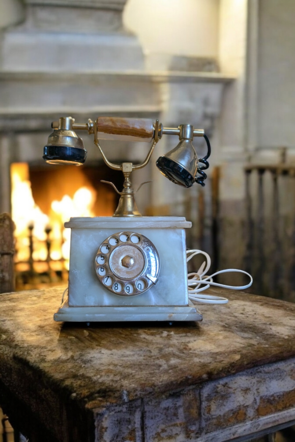 Vintage Onyx & Brass Telephone - Image 2