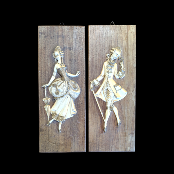 Pair Of Victorian French Celluloid Plaques