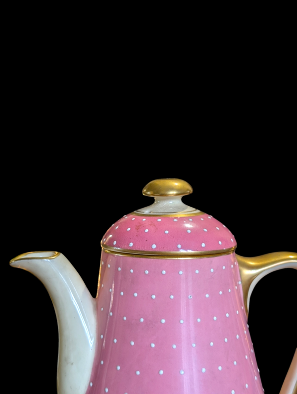 Sunbuff 1930's Gray's Potter Pink & White Polka Dot Gold Rimmed Tea Set - Image 2