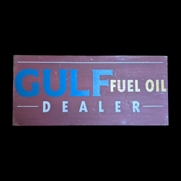 Large Metal Gulf Fuel Oil Dealer Advertising Sign