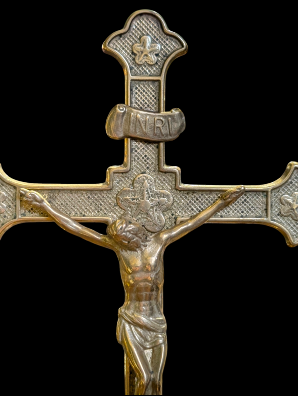 Antique Brass Crucifix - Image 2