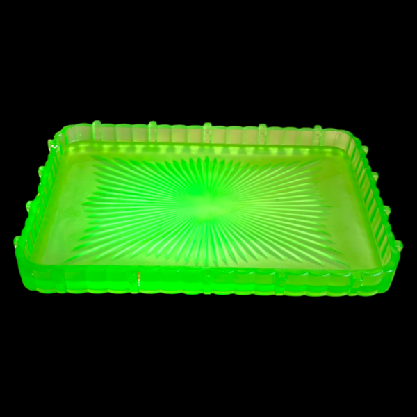 1930's Art Deco Frosted Uranium Glass Tray