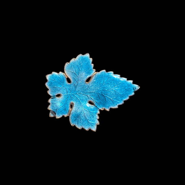 Enamelled Blue Leaf Brooch