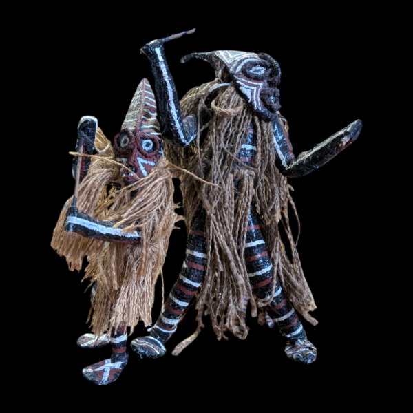 Pair Of Unusual African Tribal Straw Figures