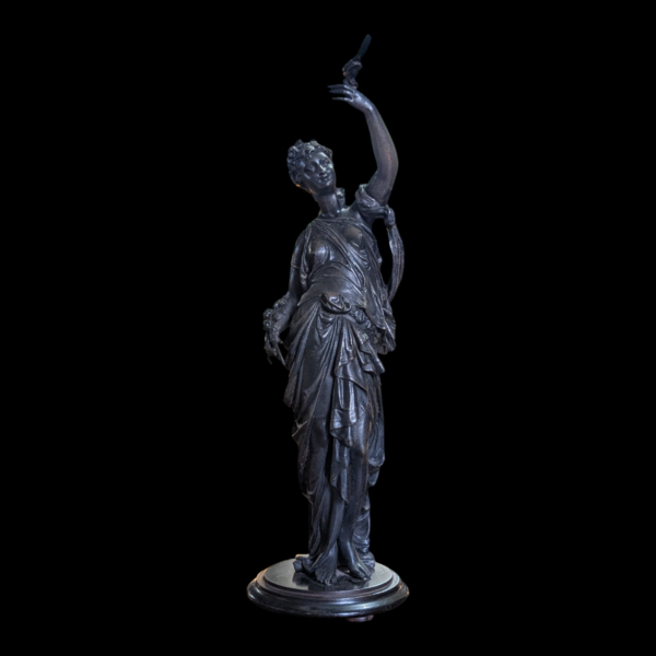 Large Art Nouveau Spelter Lady Sculpture