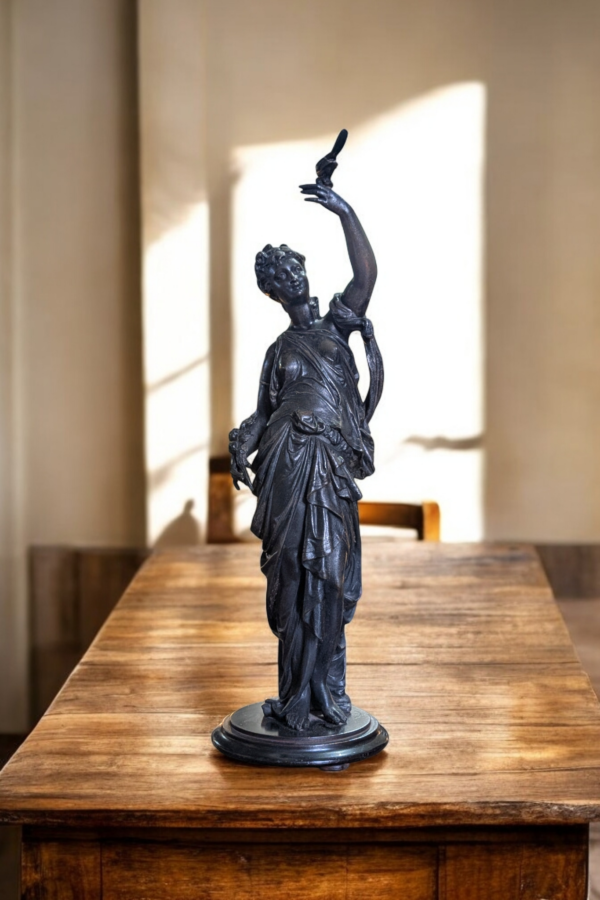 Large Art Nouveau Spelter Lady Sculpture - Image 4