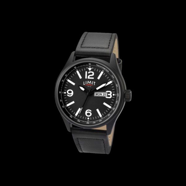 Mens Limit Black Dial & Strap Pilot Watch