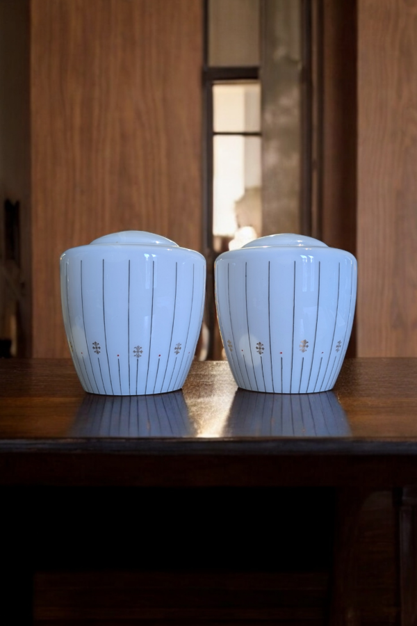 Pair Of 1930's Art Deco Hand Decorated Glass Lampshades - Image 3