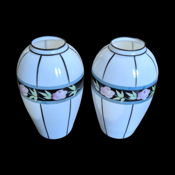 Lovely Pair Of Art Deco Opaline Glass Vases - Image 2