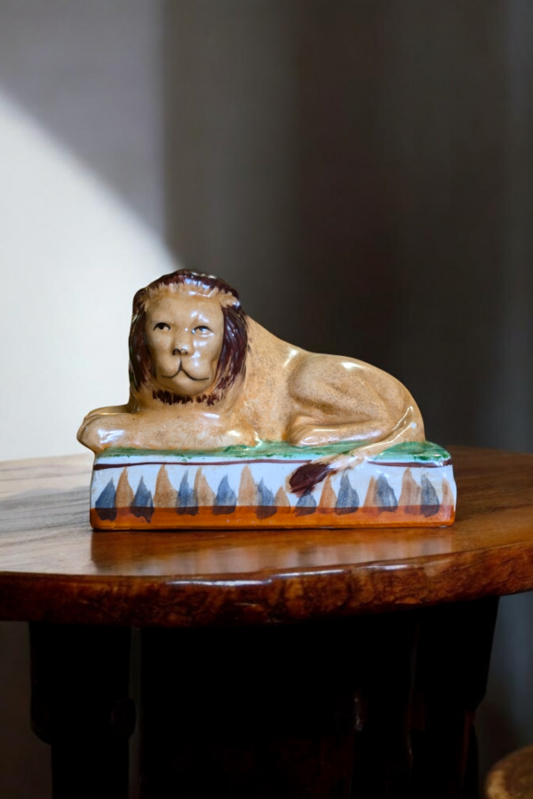 C1900 Staffordshire Pottery Lion - Image 2