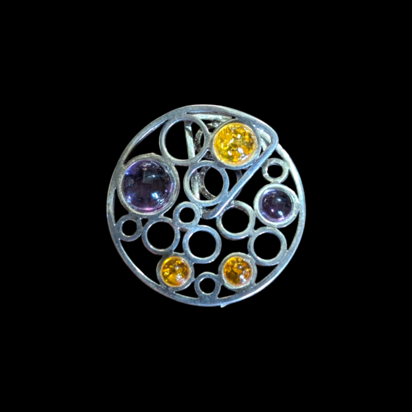 Circular Silver & Semi Precious Stone Pendant