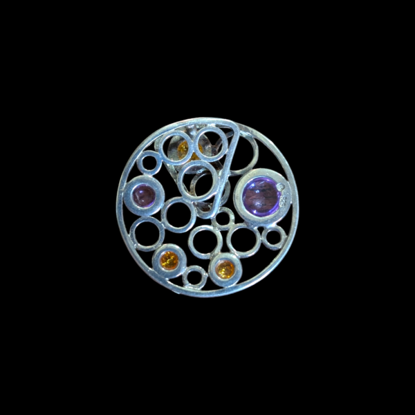 Circular Silver & Semi Precious Stone Pendant - Image 2