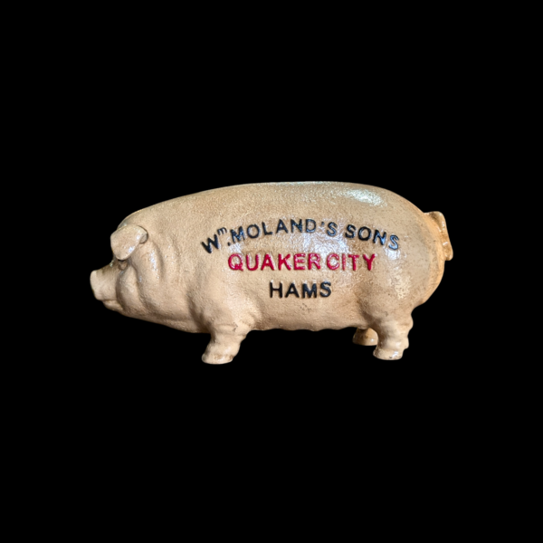 Wm. Moland's Sons Quaker City Hams Cast Iron Piggy Money Bank