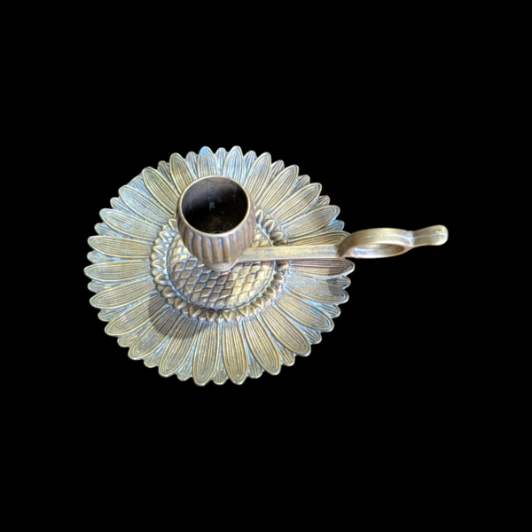 Vintage Brass Sunflower Chamberstick - Image 2