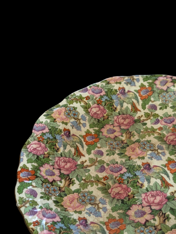 Vintage Royal Winton Chintz Cake Stand Decorated With Birds Amongst Flowers And Berries - Image 3