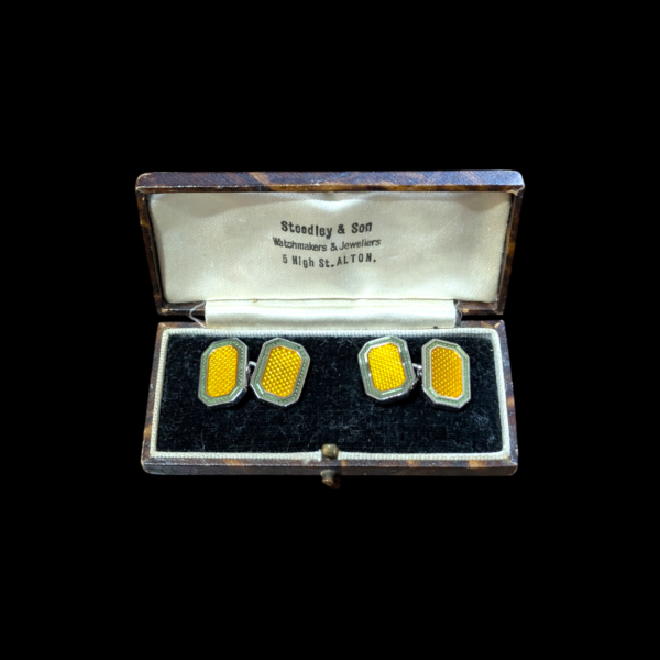 Sterling Silver Enamel Guilloche Cufflinks