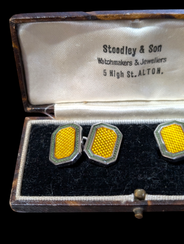 Sterling Silver Enamel Guilloche Cufflinks - Image 2