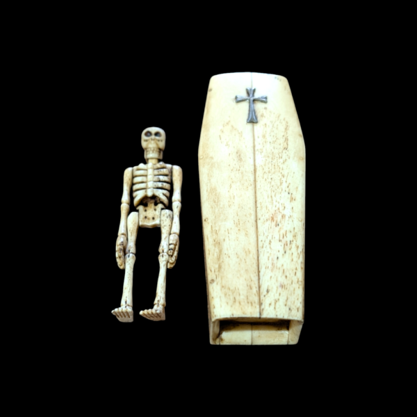 Carved Bone Articulated Skeleton In Coffin - Image 2