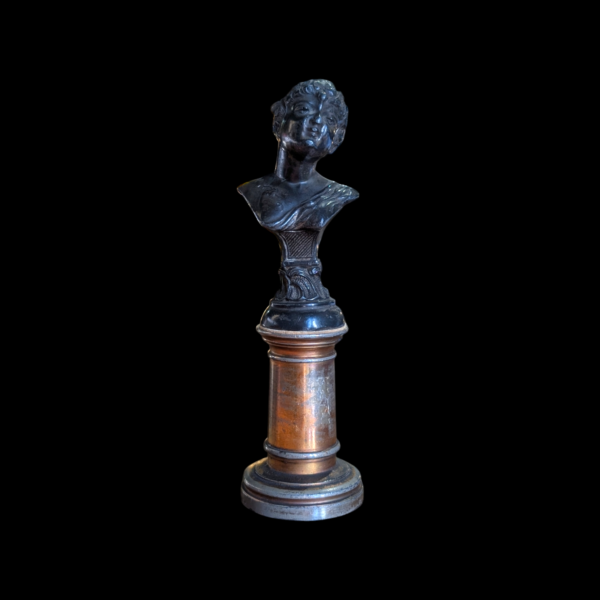 Art Nouveau Bronze Bust On Brass Base