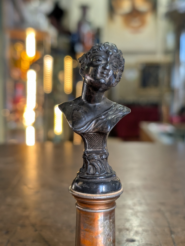 Art Nouveau Bronze Bust On Brass Base - Image 7