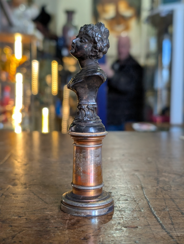 Art Nouveau Bronze Bust On Brass Base - Image 3