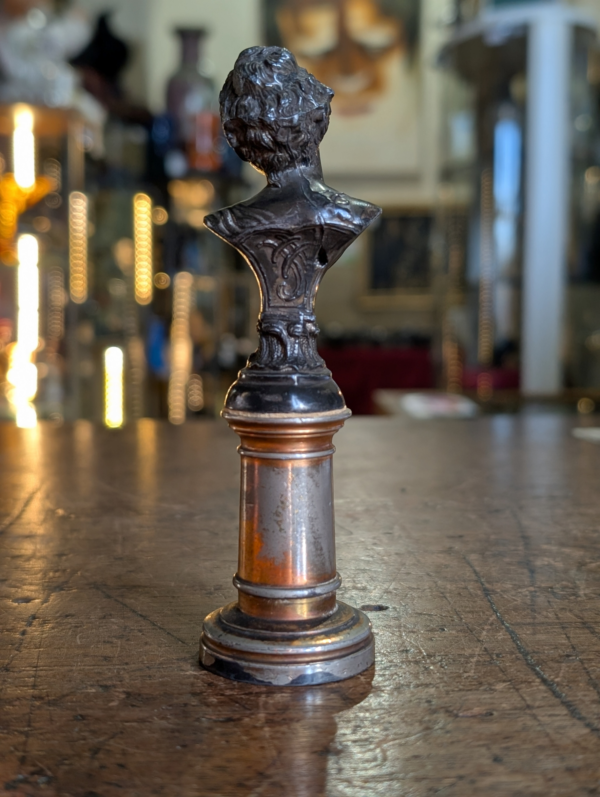 Art Nouveau Bronze Bust On Brass Base - Image 5