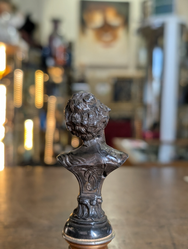 Art Nouveau Bronze Bust On Brass Base - Image 6