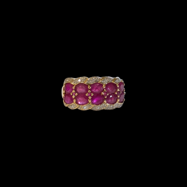 9ct Yellow Gold Ruby & Diamond Ring - Size P - Image 2