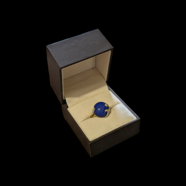 9ct Gold Lapis Lazuli & Diamond Ring - Size P