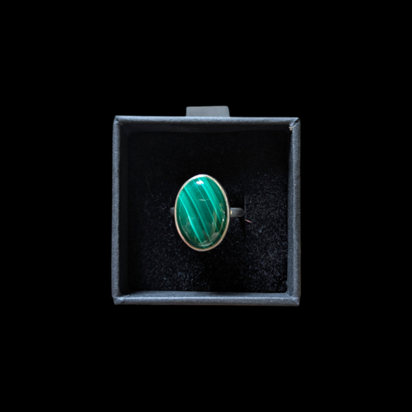 Sterling Silver & Malachite Ring - Size M