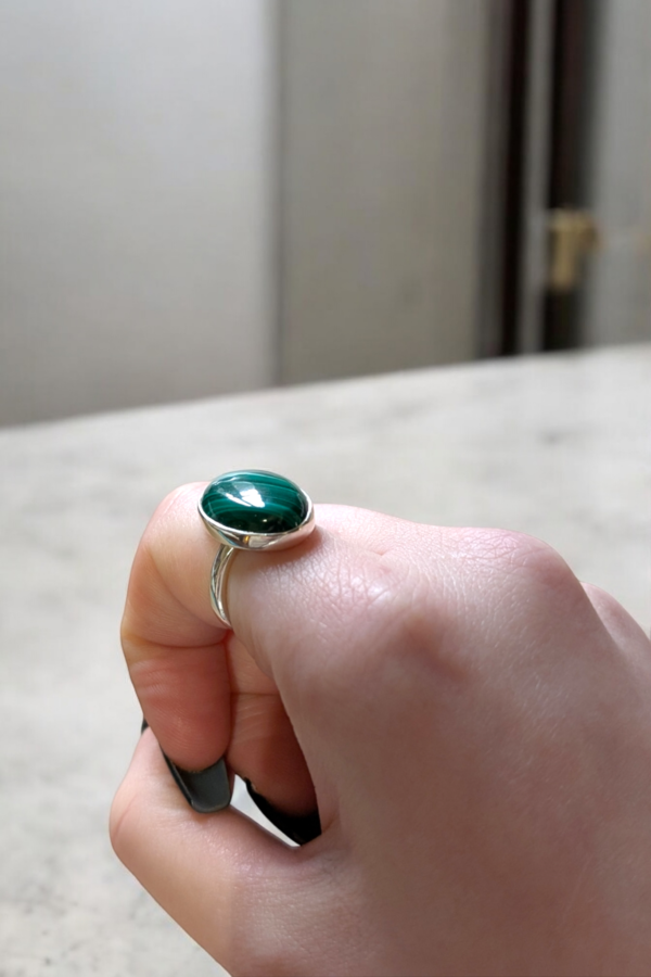 Sterling Silver & Malachite Ring - Size M - Image 2