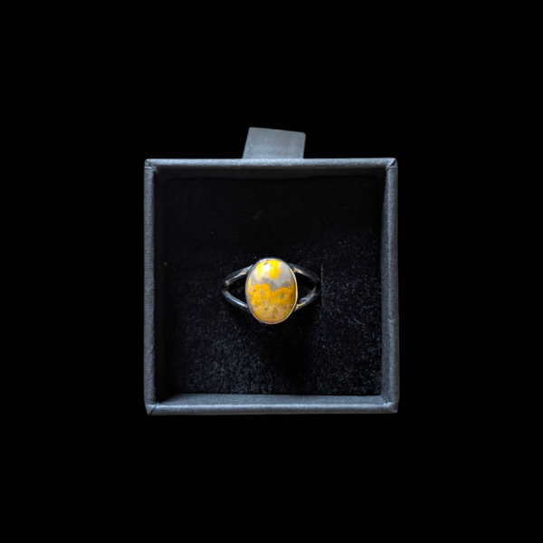 Sterling Silver & Bumble Bee Jasper Ring - Size N