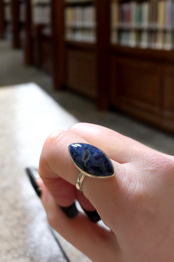 Sterling Silver & Sodalite Ring - Size O - Image 2