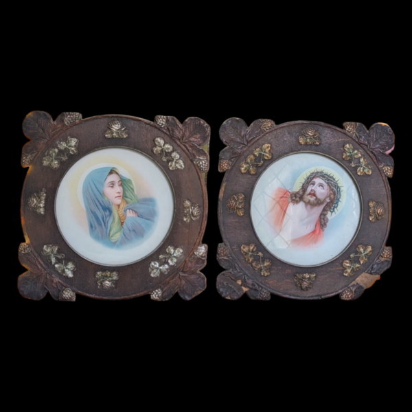 Pair Of Wood Frames Religious Lithographs