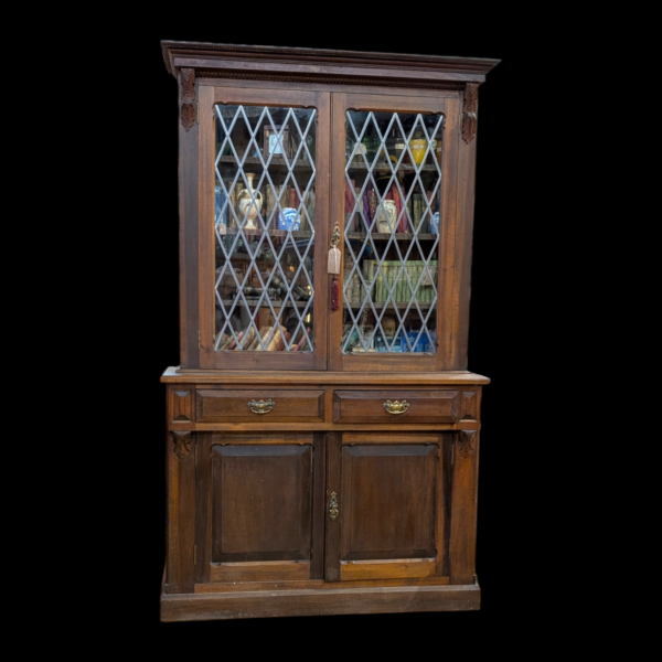 A Grand Victorian Two Piece leaded Glass Fronted Bookcase - Image 2