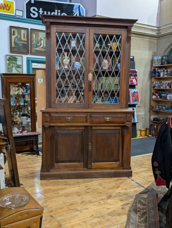 A Grand Victorian Two Piece leaded Glass Fronted Bookcase - Image 3