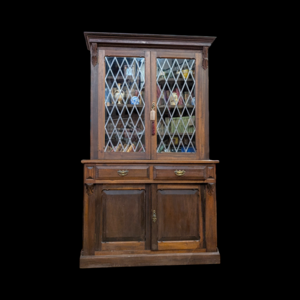 A Grand Victorian Two Piece leaded Glass Fronted Bookcase