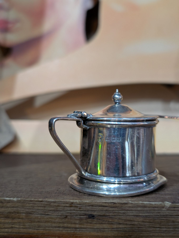 Sterling Silver 1921 Mustard Pot & Spoon - Image 4