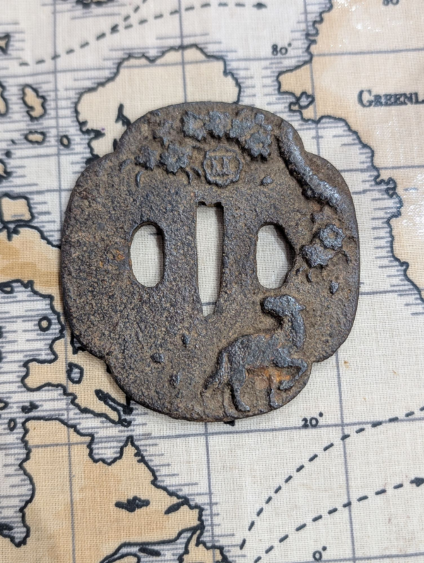 18th Century Japanese Edo Period Cast Iron Samurai Sword Tsuba - Image 3