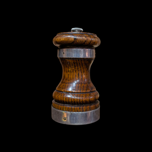 Sterling Silver Mounted Oak Pepper Mill Early 20th Century