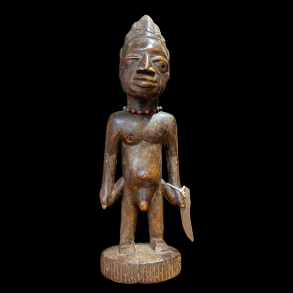 Early 20th Century Ibeji Male Carved Wood Figure Yoruba Tribe Nigeria