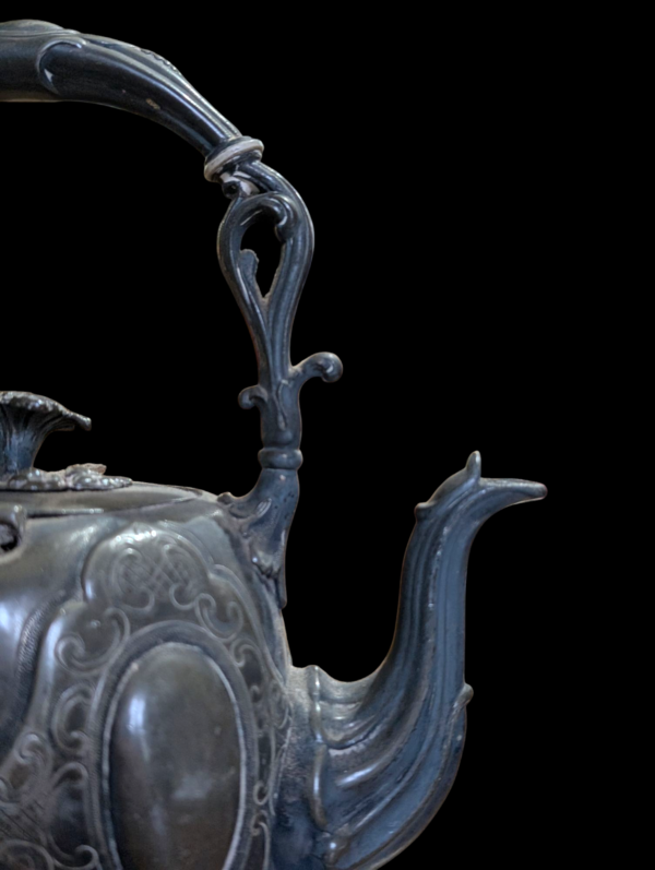 Decorative Antique Pewter Teapot - Image 3