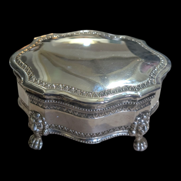 Silver Plated Trinket Box On Lion Heads & Paw Feet - Image 4