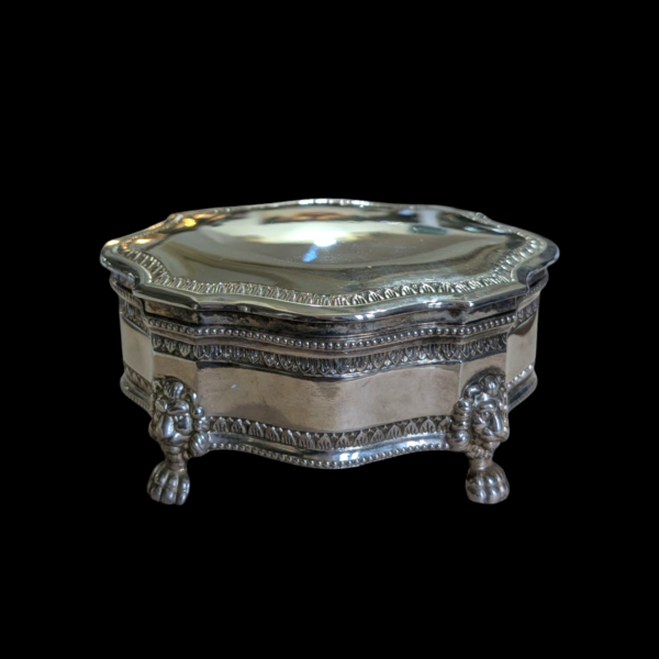 Silver Plated Trinket Box On Lion Heads & Paw Feet - Image 2