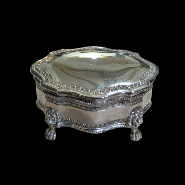 Silver Plated Trinket Box On Lion Heads & Paw Feet