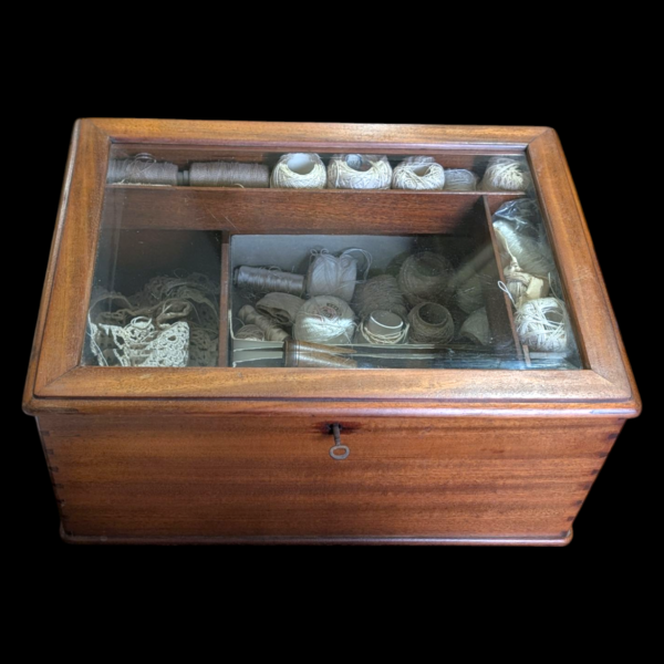 Antique Sewing Box Display With Contents - Image 2