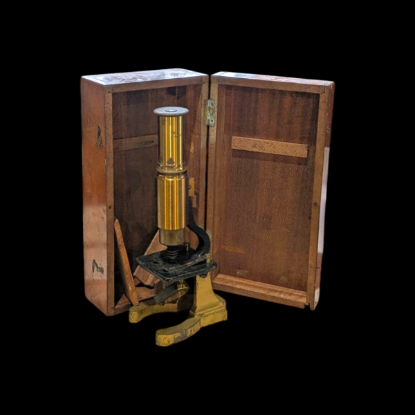 Antique Microscope In Wooden Case