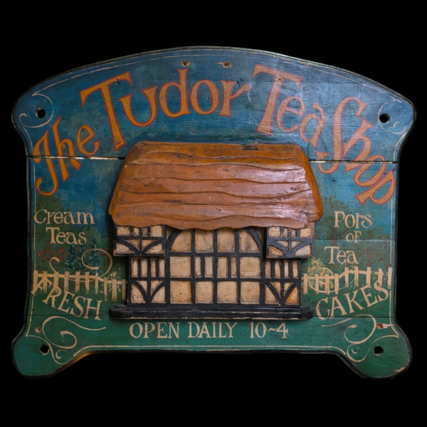 The Tudor Tea Shop Hand Painted Solid Wood Advertising Outdoor Sign